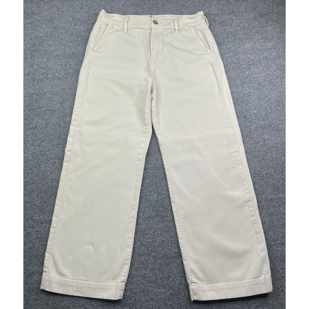 American‎ Giant Wide Leg Pants Womens 14 Cream Cotton High Rise Made in USA